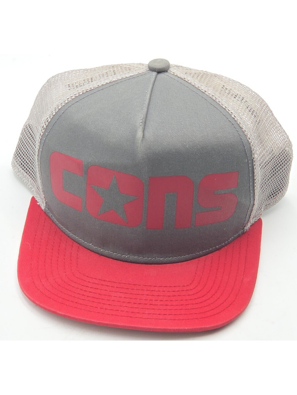 Converse CONS Trucker Hat Snapback Gray Red Mesh Skateboarding Cap One Size